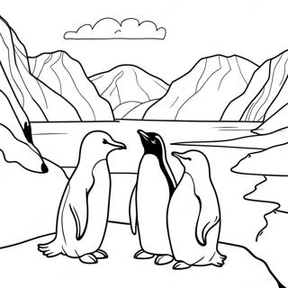 Antarctica Landscape With Penguins Coloring Page 63102-50744