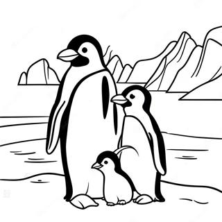 Cute Penguin Family In Antarctica Coloring Page 63103-50757