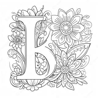 Elegant Flower Letter Coloring Page 63123-50766