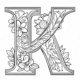 Elegant Flower Letter Coloring Page 63123-50768