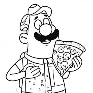 Funny Uncle Grandpa With Pizza Coloring Page 63133-50772