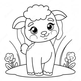 Cute Easter Lamb With Flowers Coloring Page 63173-50805