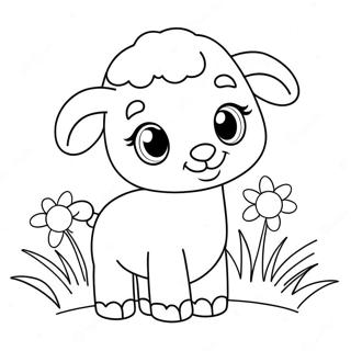 Cute Easter Lamb With Flowers Coloring Page 63173-50806