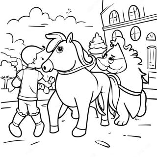 Turning Red 4 Town Fun Scene Coloring Page 63183-50819