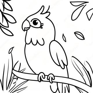 Colorful Cockatoo In Tropical Jungle Coloring Page 63213-50837