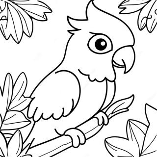 Colorful Cockatoo In Tropical Jungle Coloring Page 63213-50839