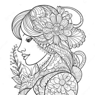 Intricate Floral Tattoo Coloring Page 63263-50877