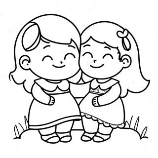 Cute Sister Bonding Coloring Page 63313-50915