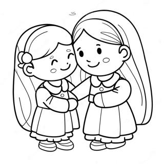 Cute Sister Bonding Coloring Page 63313-50916