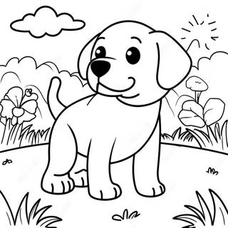 Labrador Puppy Playing In The Park Coloring Page 6331-5218