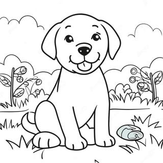 Labrador Puppy Playing In The Park Coloring Page 6331-5219