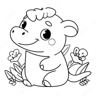 Cute Slowpoke With Flowers Coloring Page 63323-50921