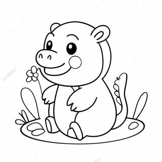 Cute Slowpoke With Flowers Coloring Page 63323-50922