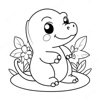 Cute Slowpoke With Flowers Coloring Page 63323-50923