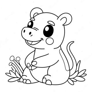 Cute Slowpoke With Flowers Coloring Page 63323-50924