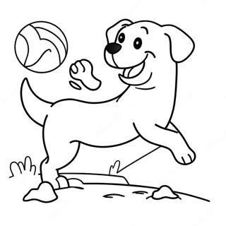 Happy Labrador Fetching A Ball Coloring Page 6332-5221