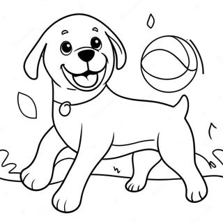 Happy Labrador Fetching A Ball Coloring Page 6332-5224