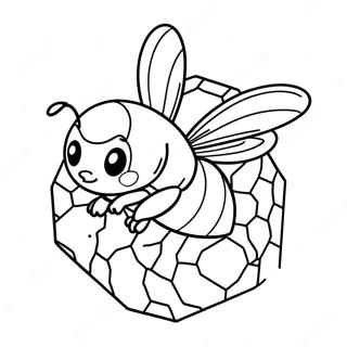 Cute Honeybee In Honeycomb Coloring Page 63333-50958