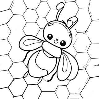 Cute Honeybee In Honeycomb Coloring Page 63333-50960