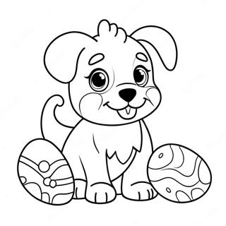 Cute Easter Puppy With Eggs Coloring Page 63363-50950