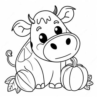 Spooky Cow With Pumpkin Coloring Page 63453-51028