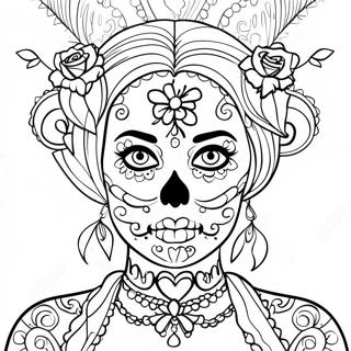 Gothic Female Sugar Skull Coloring Pages