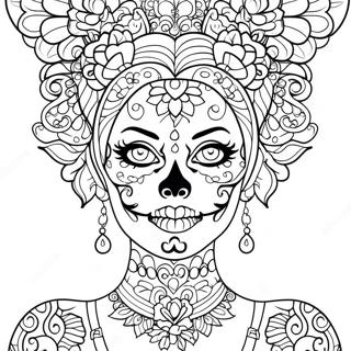 Gothic Female Sugar Skull Coloring Page 63502-51064