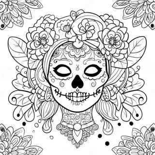 Intricate Gothic Female Sugar Skull Coloring Page 63503-51067