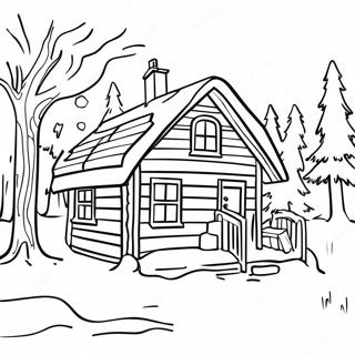 Winter Cabin Coloring Pages