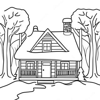 Cozy Winter Cabin Coloring Page 63542-51094