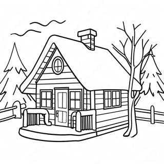 Cozy Winter Cabin Coloring Page 63542-51095