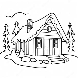 Cozy Winter Cabin Coloring Page 63542-51096