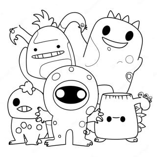 Whimsical Funny Adult Coloring Page Featuring Silly Monsters 63593-51137