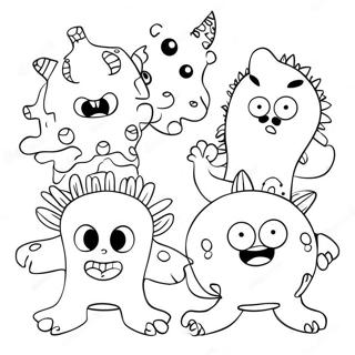 Whimsical Funny Adult Coloring Page Featuring Silly Monsters 63593-51138