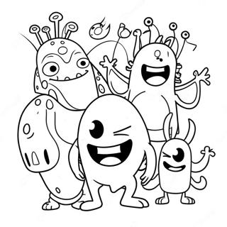 Whimsical Funny Adult Coloring Page Featuring Silly Monsters 63593-51140