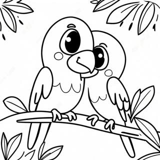 Colorful Parrots In The Rainforest Coloring Page 63673-51214