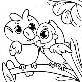 Colorful Parrots In The Rainforest Coloring Page 63673-51215