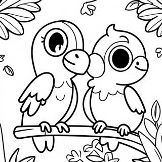 Colorful Parrots In The Rainforest Coloring Page 63673-51216