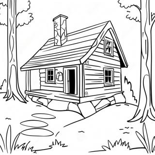 Rustic Cabin In The Woods Coloring Page 63752-51262