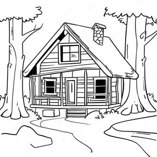 Rustic Cabin In The Woods Coloring Page 63752-51263