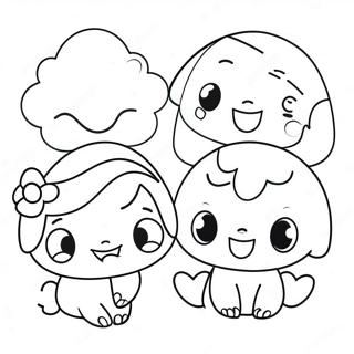 Cute Teal Rainbow Friends Coloring Page 63783-51288