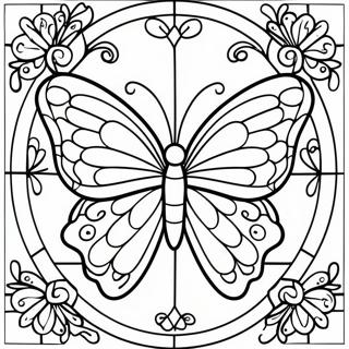 Colorful Butterfly Stained Glass Window Coloring Page 63803-51303