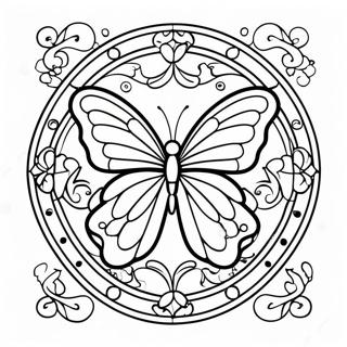 Colorful Butterfly Stained Glass Window Coloring Page 63803-51304