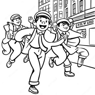 Exciting Newsies In Action Coloring Page 63823-51324