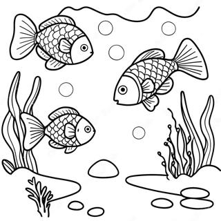 Pond Scene With Colorful Fish Coloring Page 6391-5270