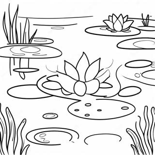 Tranquil Pond With Lily Pads Coloring Page 6392-5268