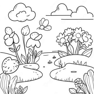 Beautiful Flower Garden Grayscale Coloring Page 63993-51458