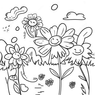 Beautiful Flower Garden Grayscale Coloring Page 63993-51459