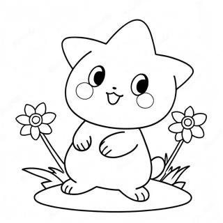 Cute Togepi Playing With Flowers Coloring Page 64013-51471