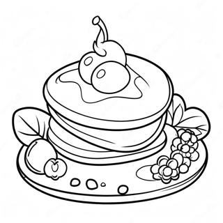 Fluffy Pancakes With Berries Coloring Page 6402-5279